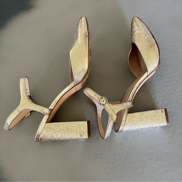 Loeffler Randall Leily Gold D'Orsay Block Heels - Picture 4 of 13